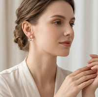Pink Tulip & Pearl Floral Stud Earrings | Premium Korean Fashion Jewelry