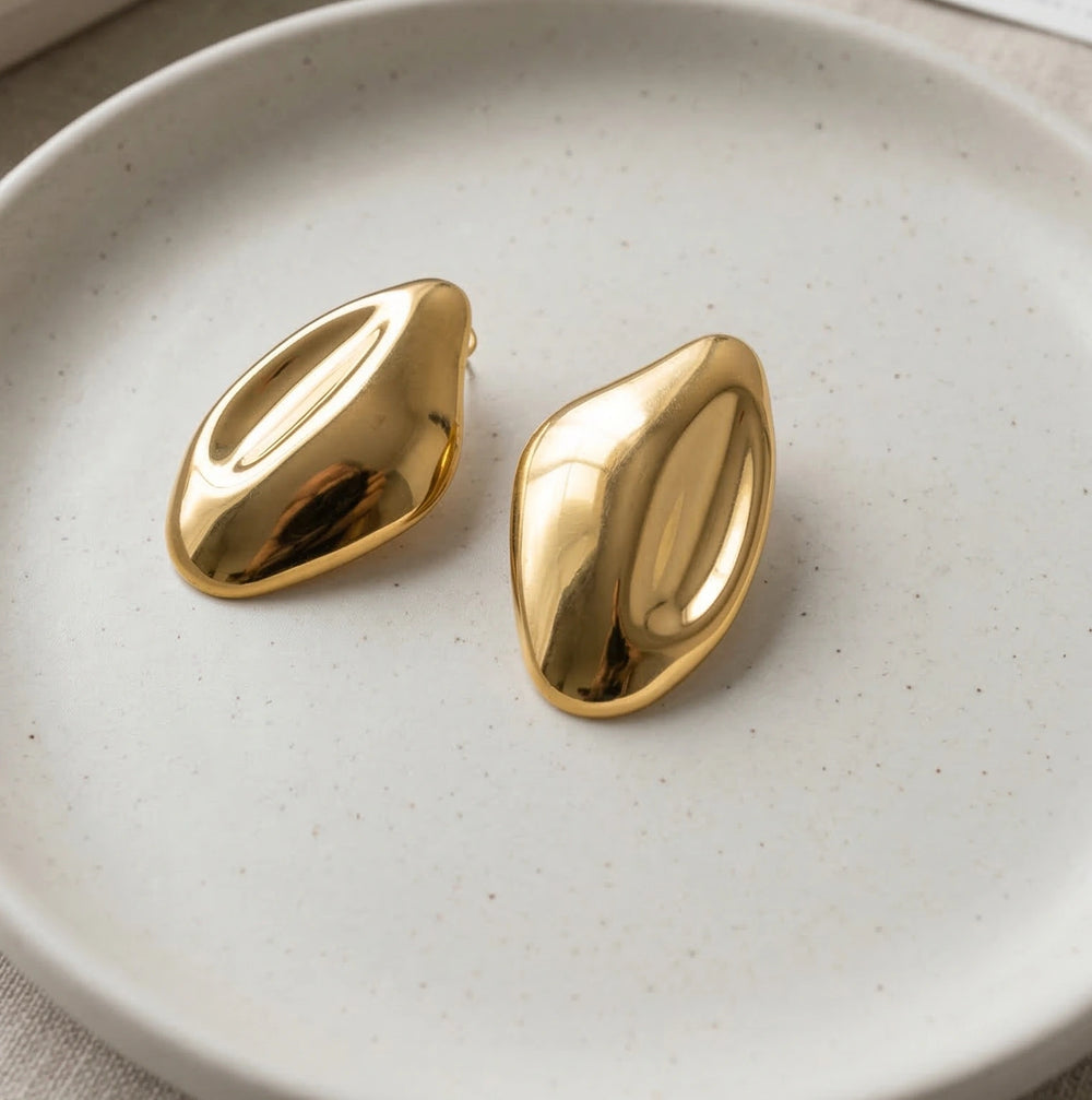 Chunky Gold Hollow Teardrop Statement Earrings