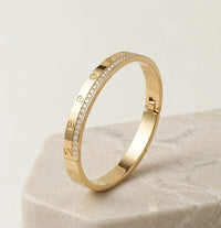 Designer Screw Motif CZ Bangle Bracelet - Anti Tarnish