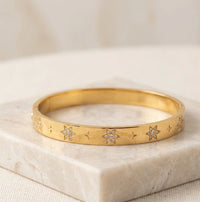 Star Motif Anti-Tarnish Gold-Plated Bangle Bracelet