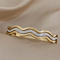 Wave Design Crystal Anti-Tarnish Fashion Bracelet