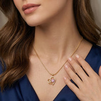Anti-Tarnish Gold Plated Pink Heart Pendant Necklace