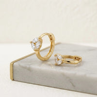 Anti Tarnish Gold Plated Zirconia Hoop Earrings - Korean Minimalist