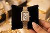 Vintage Aesthetic Leopard Print Dial Rectangular Watch - Anti-Tarnish Gold Plated Dual Tone Luxury Timepiece