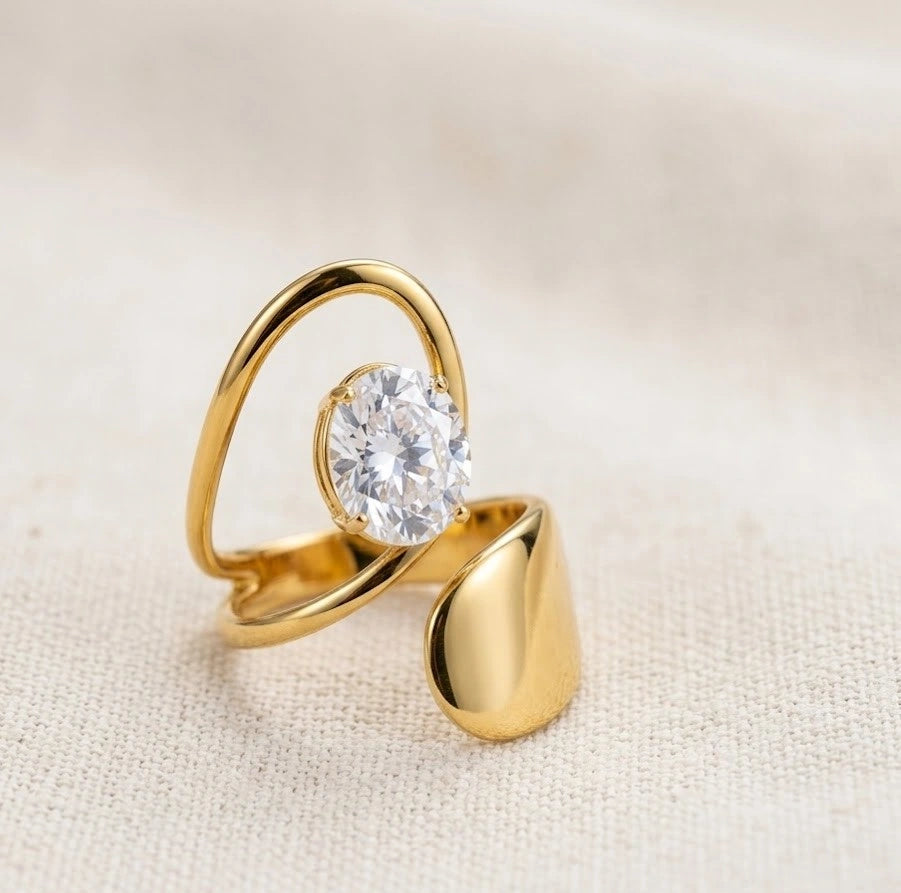 Korean Open Wrap Statement Ring - Anti Tarnish Gold Plated