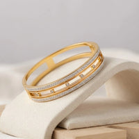 Double Layered CZ Crystal Anti-Tarnish Gold-Plated Bracelet