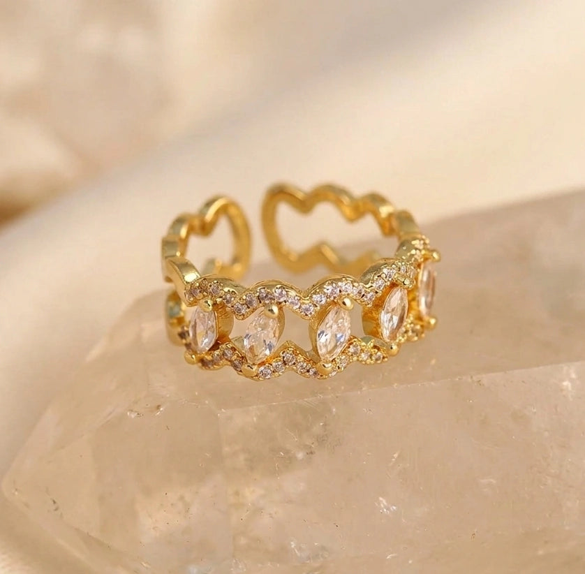 Marquise Crystal Gold Adjustable Ring - Premium Fashion Jewelry
