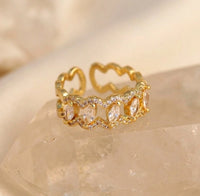Marquise Crystal Gold Adjustable Ring - Premium Fashion Jewelry