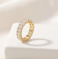 Gold Crystal Eternity Fashion Ring - High Quality Statement Band for Women