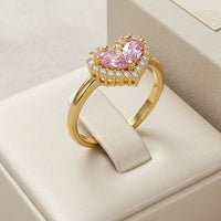 Pink Double Heart Halo Ring - High Quality Fashion Jewelry