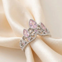 Royal Pink Tiara Crown Ring | High-Quality Fashion Jewelry