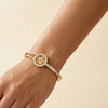 Floral Motif Crystal Gold Cuff Bracelet - Premium Designer Wristwear