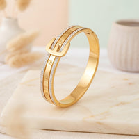 Buckle Design Anti-Tarnish Gold-Plated Bracelet with CZ Stones