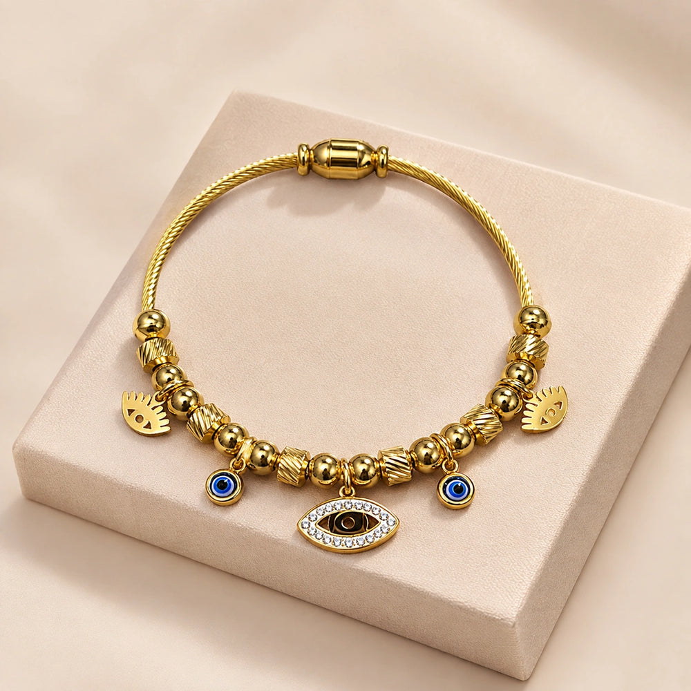 Evil Eye Charm Anti-Tarnish Gold Plated Bracelet