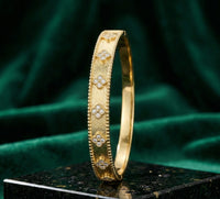Anti-Tarnish Gold Plated Clover Bangle Bracelet - Korean Style Waterproof Jewellery