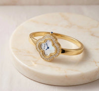 Premium Clover Anti-Tarnish Gold Plated Bangle Watch for Women