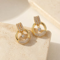 Crystal Dangle Hoop Earrings - Anti Tarnish Gold Plated