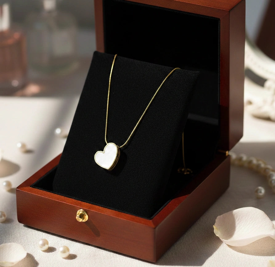 White Heart Pendant Anti-Tarnish Gold Plated Necklace