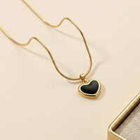 Black Heart Pendant Anti-Tarnish Gold-Plated Necklace | Minimalist Daily Wear Jewelry