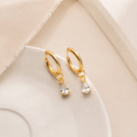 Crystal Teardrop Hoop Earrings - Anti Tarnish Gold Plated