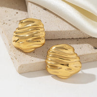 Textured Chunky Gold Plated Stud Earrings - Anti Tarnish