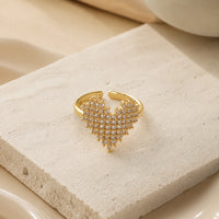 Anti-Tarnish Gold Plated CZ Heart Ring | Adjustable Statement Jewelry for Women