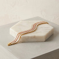 Anti-Tarnish Pink & White Stone Tennis Bracelet - Gold-Plated