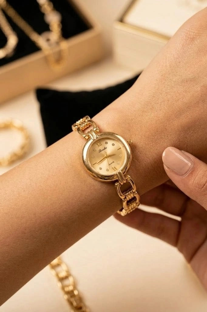 Vintage Elegance Anti-Tarnish Gold Plated Chain Watch