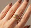 Double Band Gold Pave Fashion Ring - Premium Interlocking Statement Jewelry