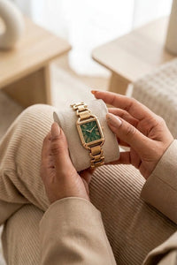 Emerald Green Dial Anti-Tarnish Gold Plated Vintage Watch For Women