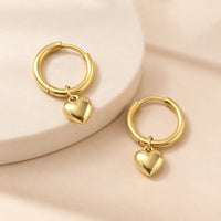 Heart Charm Hoop Earrings - Anti Tarnish Gold Plated | Moncheri Jewels