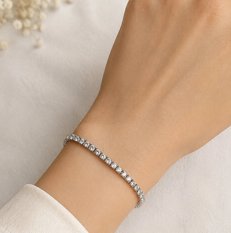 Zirconia Tennis Bracelet - Anti-Tarnish Gold-Plated & Waterproof