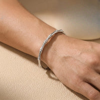 Premium Silver Bamboo Joint Bracelet | Elegant Minimalist Bangle for Women