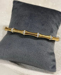 Bamboo Design Anti-Tarnish Gold Plated Bracelet with CZ Stones