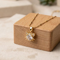 Anti-Tarnish Gold Plated Cat Pendant Necklace | Sparkling CZ Kitty Jewelry for Women & Girls