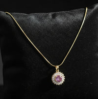 Pink Halo Pendant Necklace - Anti-Tarnish Gold Plated