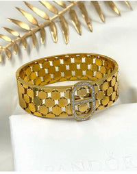 Gold Plated Fish Scale Mesh Bracelet - Anti Tarnish Buckle Bangle for Women
