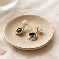 Black & Gold Pearl Drop Earrings | Elegant Statement Fashion Jewelry