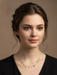 Rainbow Multi-Color Charm Necklace - Anti-Tarnish Gold Plated Dainty Chain