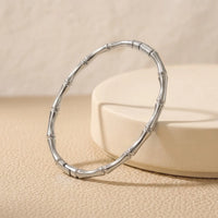 Premium Silver Bamboo Joint Bracelet | Elegant Minimalist Bangle for Women