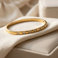 Anti-Tarnish Crystal Studded Bangle Bracelet - Premium Fashion Jewelry