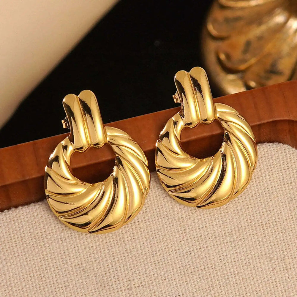 Chunky Croissant Dome Hoop Earrings - Anti-Tarnish Gold Plated Statement Jewelry