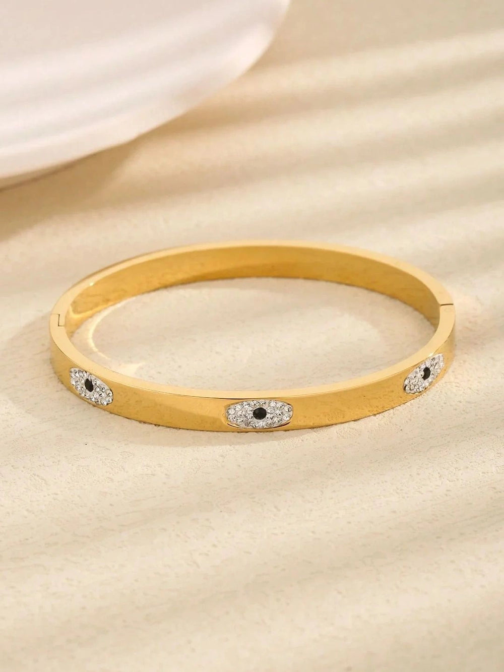 Evil Eye Anti-Tarnish Gold Plated Bangle Bracelet for Women