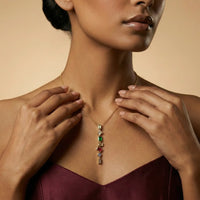 Multicolor Geometric Drop Necklace - Anti-Tarnish Gold Plated Minimalist Pendant