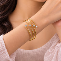 Spiral CZ Layered Cuff Bracelet | Anti-Tarnish Gold Plated