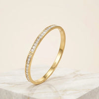 Princess Cut CZ Stone Bangle | Anti-Tarnish Gold-Plated Bracelet