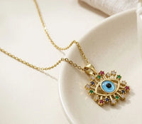 Multicolor Evil Eye Necklace | Anti-Tarnish Fashion Pendant