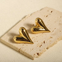 Puffy Heart Stud Earrings - Anti-Tarnish Gold Plated | 3D Design