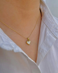 Puffy White Heart Snake Chain Necklace - Anti-Tarnish 18K Gold Plated