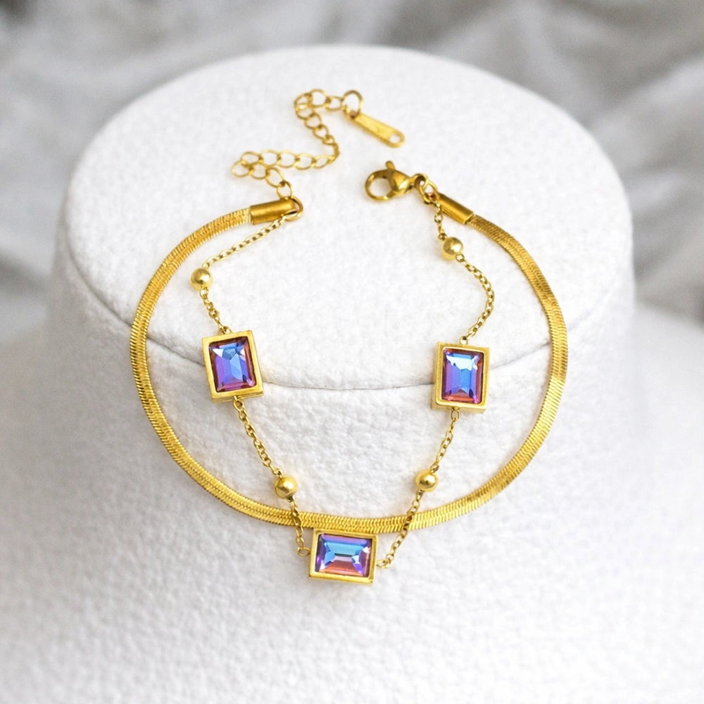 Aurora Crystal Double Layer Bracelet | Anti-Tarnish Gold Plated